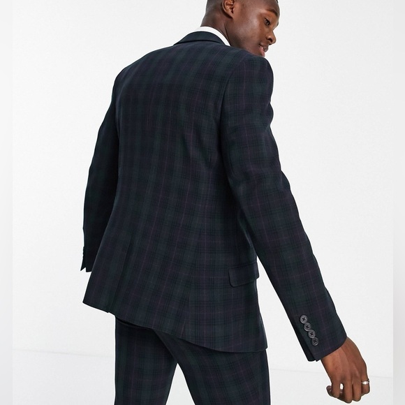 ASOS DESIGN Skinny Suit Jacket 38 Reg Blackwatch Plaid - Picture 3 of 13